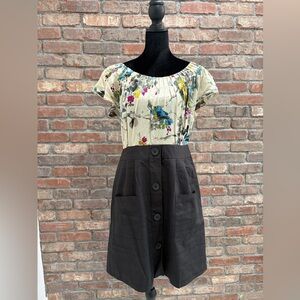 Tabitha silk  Multicolor Floral and Bird Print Dress size 12
